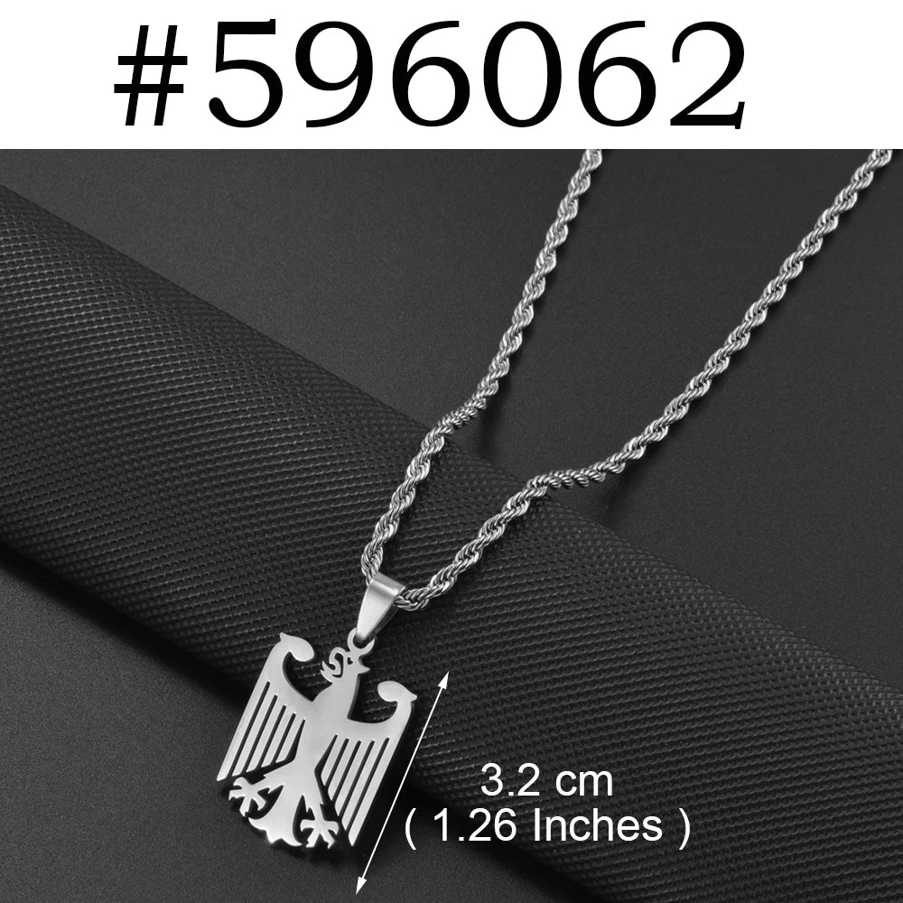 1Piece German Eagle Chain Neckalces Stainless Steel Germany Ethnic Jewelry for Woman Men Girls #508062