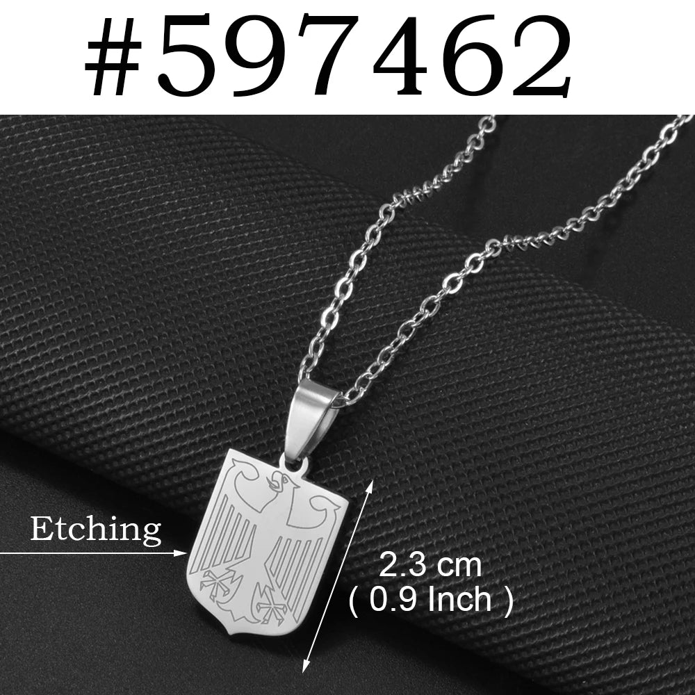 1Piece German Eagle Chain Neckalces Stainless Steel Germany Ethnic Jewelry for Woman Men Girls #508062