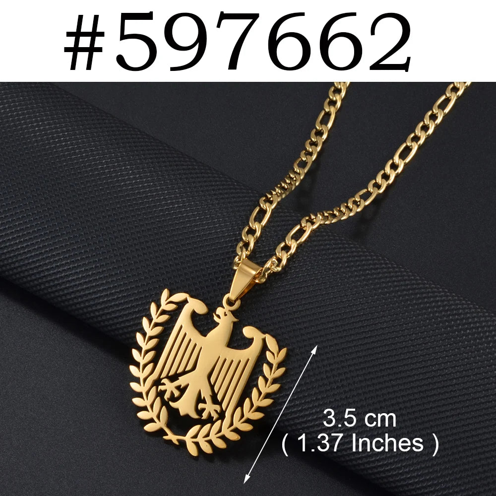 1Piece German Eagle Chain Neckalces Stainless Steel Germany Ethnic Jewelry for Woman Men Girls #508062