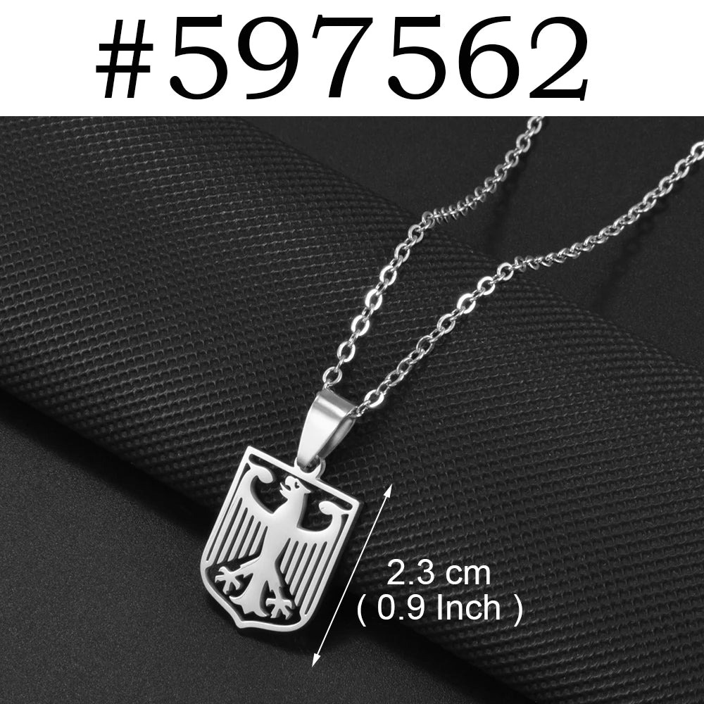1Piece German Eagle Chain Neckalces Stainless Steel Germany Ethnic Jewelry for Woman Men Girls #508062