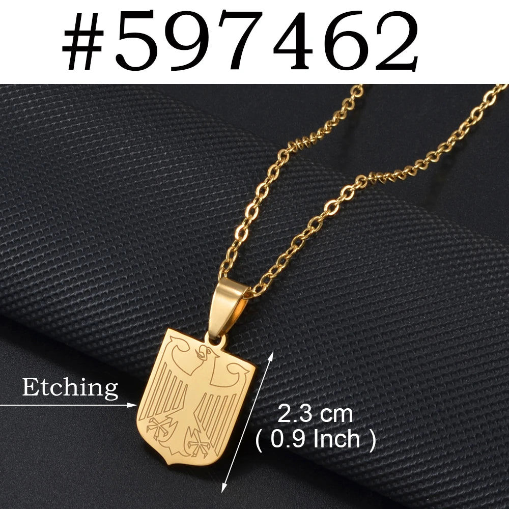 1Piece German Eagle Chain Neckalces Stainless Steel Germany Ethnic Jewelry for Woman Men Girls #508062