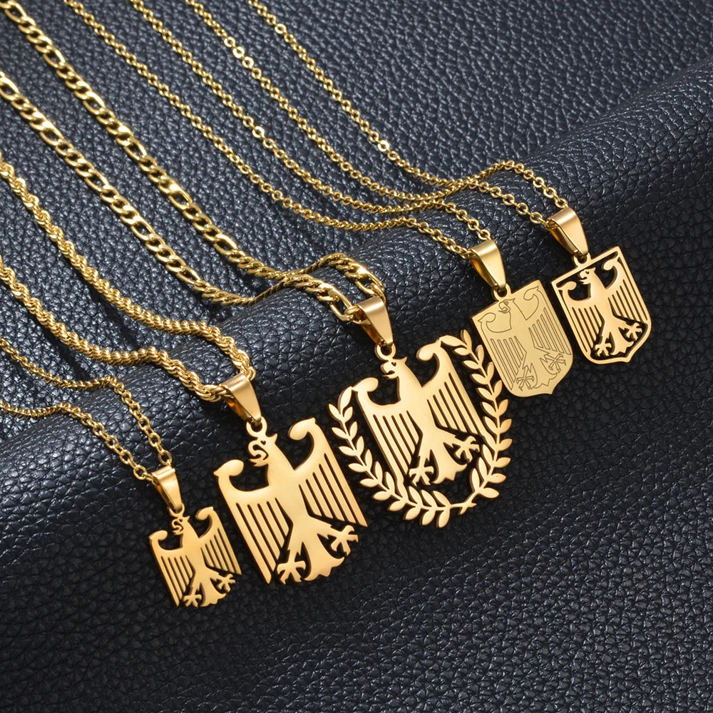 1Piece German Eagle Chain Neckalces Stainless Steel Germany Ethnic Jewelry for Woman Men Girls #508062