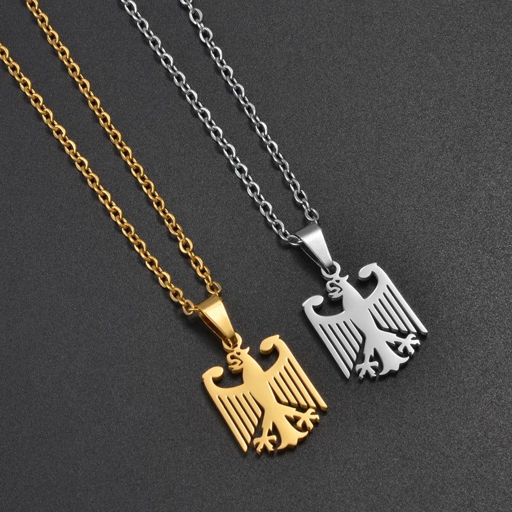 1Piece German Eagle Chain Neckalces Stainless Steel Germany Ethnic Jewelry for Woman Men Girls #508062