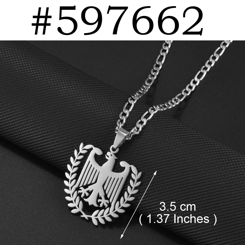 1Piece German Eagle Chain Neckalces Stainless Steel Germany Ethnic Jewelry for Woman Men Girls #508062