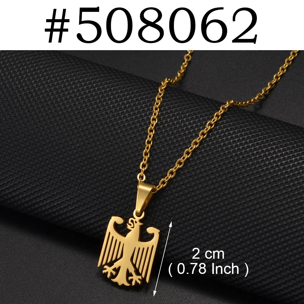 1Piece German Eagle Chain Neckalces Stainless Steel Germany Ethnic Jewelry for Woman Men Girls #508062