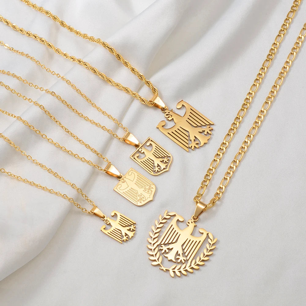 1Piece German Eagle Chain Neckalces Stainless Steel Germany Ethnic Jewelry for Woman Men Girls #508062