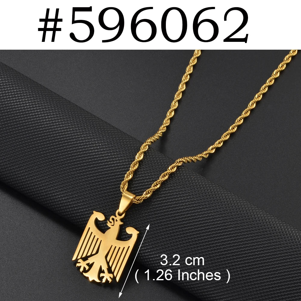 1Piece German Eagle Chain Neckalces Stainless Steel Germany Ethnic Jewelry for Woman Men Girls #508062