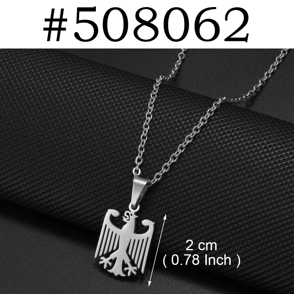 1Piece German Eagle Chain Neckalces Stainless Steel Germany Ethnic Jewelry for Woman Men Girls #508062