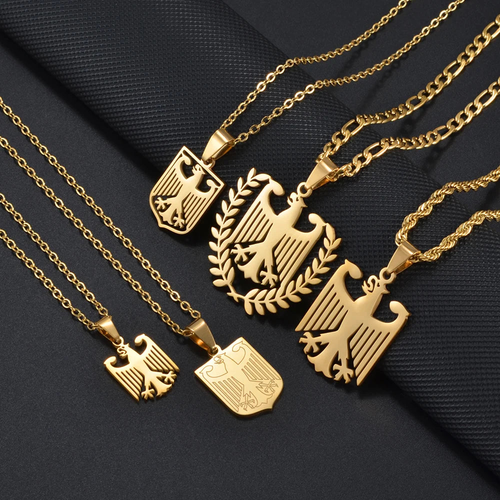 1Piece German Eagle Chain Neckalces Stainless Steel Germany Ethnic Jewelry for Woman Men Girls #508062