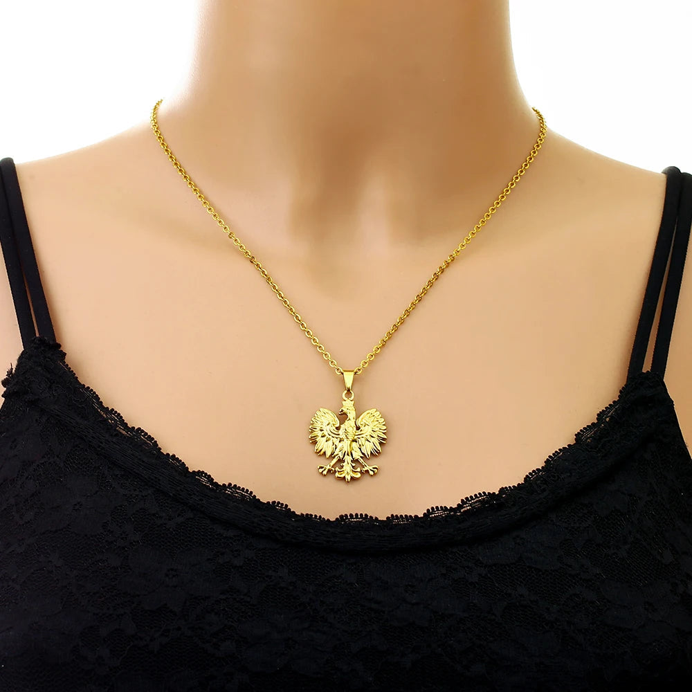 Poland Symbol Eagle Pendant Necklaces Stainless Steel Arkaïa