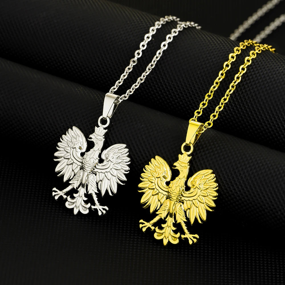 Poland Symbol Eagle Pendant Necklaces Stainless Steel Arkaïa