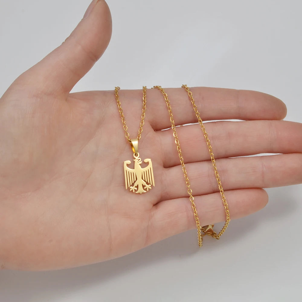 1Piece German Eagle Chain Neckalces Stainless Steel Germany Ethnic Jewelry for Woman Men Girls #508062