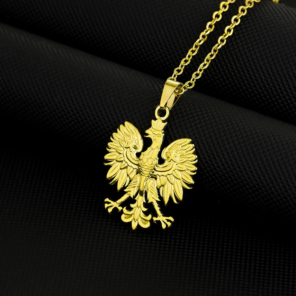 Poland Symbol Eagle Pendant Necklaces Stainless Steel Arkaïa